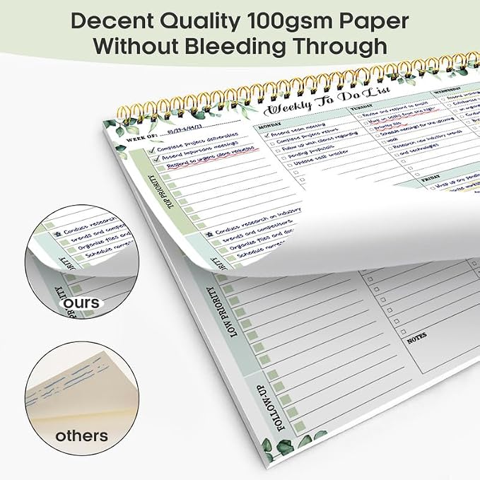 Taja 6 Pack of Weekly To Do List Notepad with 52 Undated Sheets（8.5"×11"）- Weekly Desk Planner for Women & Man, Work and Home - 6 Pack Multi