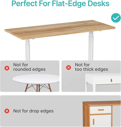 PEGZONE Desk Side Storage Organizer, No Drill Under Desk Laptop Holder, Clamp on Desks Shelf with Pegboard Accessories, Hanging Laptop Mount, Fits Flat Edge 0.4" to 2.2", White