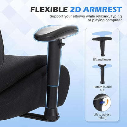 BOSMILLER Big and Tall Office Chair with Wide Thick Seat Cushion for Heavy People,700lbs Ergonomic Mesh Desk Chair with Adjustable Lumbar Support and Armrests for Adults Sitting All Day