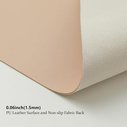 Leather Desk Mat - Small Non-Slip PU Desk Pad for Office and Home - Desk Organization and Accessories - Ideal for Large Mouse Pad and Small Desk Mats on Top of Desks (Apricot,23.6"x 13.8")