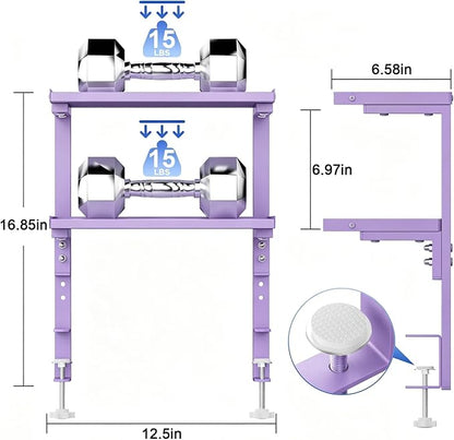 2-Tier Desk Shelf, Expandable Under Desk Storage, Clamp on Desk Shelf, Desktop Accessories for Offices, Study Rooms, and Game Rooms (Purple)