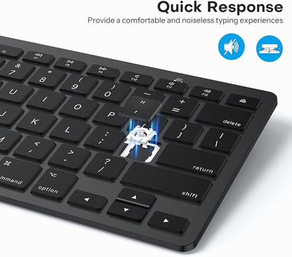 OMOTON Bluetooth Keyboard Compatible with Mac, Compact Wireless Keyboard Compatible with MacBook Pro/Air, iMac, Mac mini/Pro Laptop and PC, Dark Black