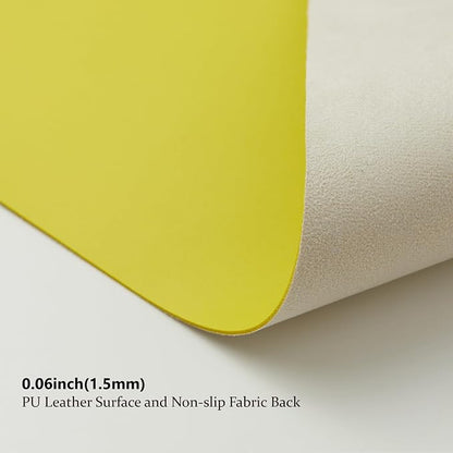 HOMIEAZICOZI Leather Desk Mat - Non-Slip PU Pad for Office and Home Organization Accessories Ideal Large Mouse Mats on Top of Desks (Lemon Yellow,36''x 17'') (DPD-LY-L)