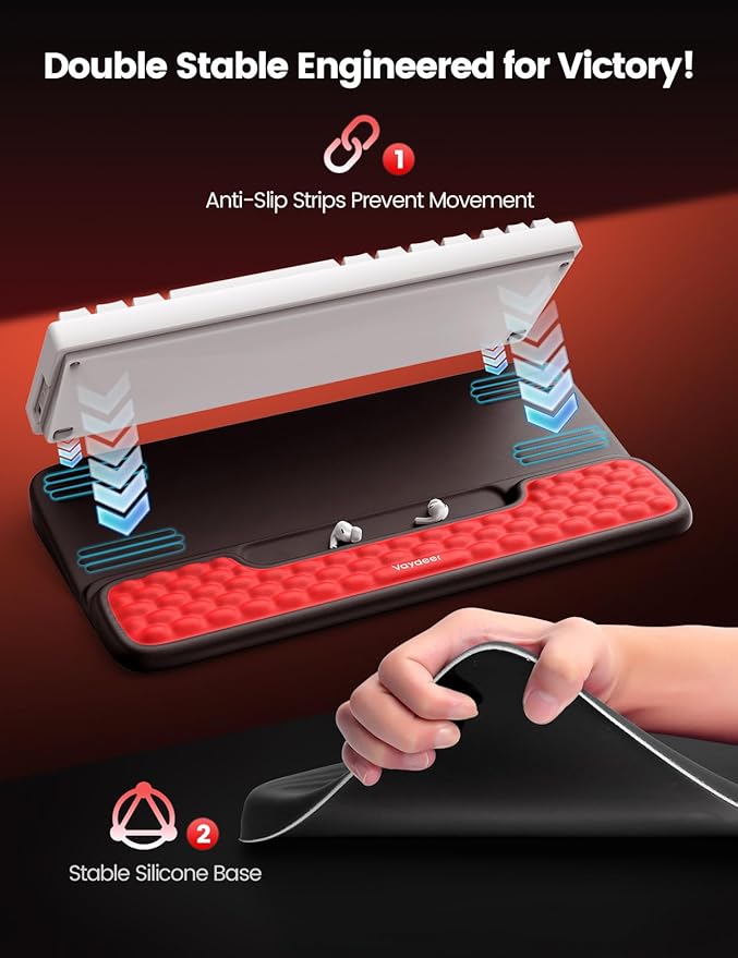Vaydeer Keyboard Stand with Wrist Rest, Gaming Wrist Support Pad, Ergonomic Hand Rest Arm Soft Memory Foam for Palm Typing Comfort, Tilt Keyboard Riser Holder Lift Computer Desk Accessory Office Home