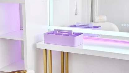 -Large Portable Caddy, DIY Dividers, 8 Compartments, Portable Basket with Handle Storage Organizer Modern Made in USA (4 PACK, Lavender)