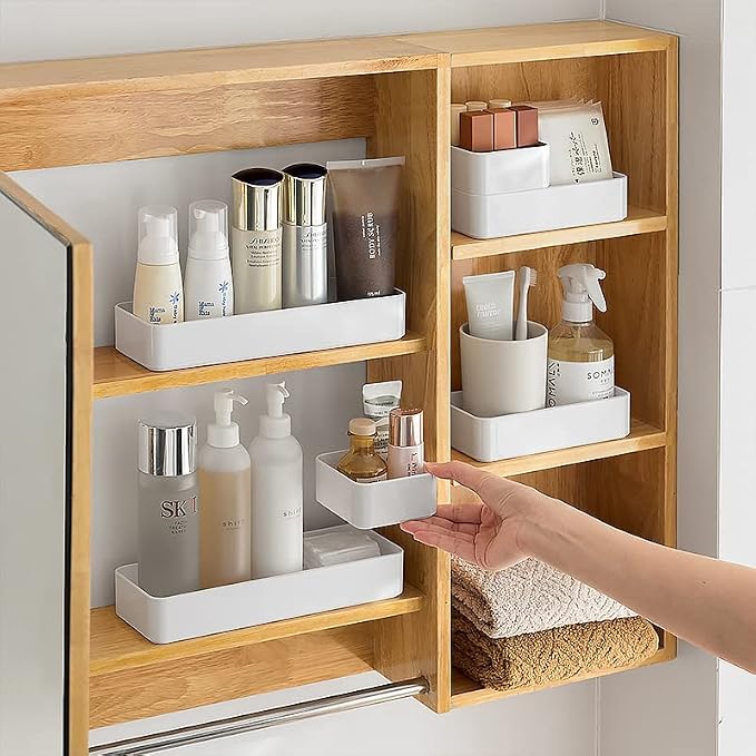 RAUVOLFIA Plastic Drawer Organizers Set, 3-Size Versatile Bathroom and Vanity Drawer Organizer Trays, Storage Bins for Makeup, Bedroom, Kitchen Gadgets Utensils and Office