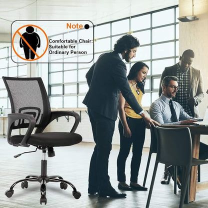 FDW Ergonomic Office Chair Home Desk Chair Task Mesh Computer Chair Gaming with Back Lumbar Support Armrest Modern Swivel Modern Adjustable Rolling Executive Mesh Chair for Women Men (Black)