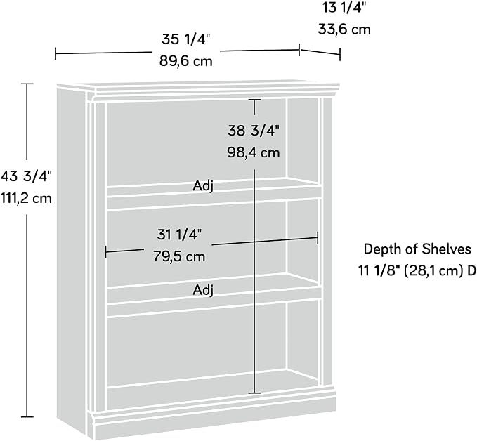 Sauder 3 Tier Book Shelf Wooden Bookcase Multipurpose Bookshelf for Home Office, Living Room, in Estate Black | Multipurpose