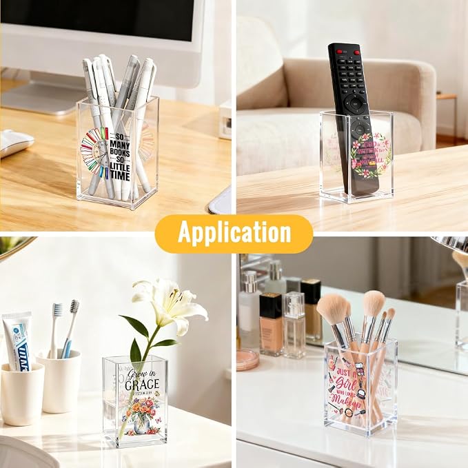 Just One More Chapter Acrylic Cosmetic Pencil Pen Holder Cup, Funny Bookish Pen Holder Cup Gifts for Women Bookworm Book Lover Librarian Teacher, Graduation Christmas Gifts for Daughter