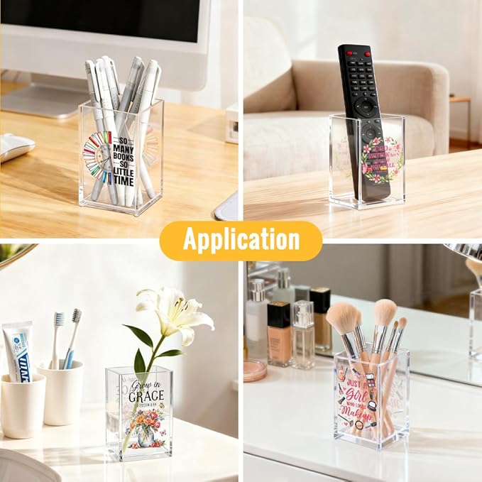 The Reader Acrylic Cosmetic Pencil Pen Holder Cup, Funny Bookworm Skeleton Theme Gifts for Bookworm Book Lover Reader Book Club Member College Student, Thank You Gifts for Librarian Teacher