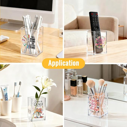 The Reader Acrylic Cosmetic Pencil Pen Holder Cup, Funny Bookworm Skeleton Theme Gifts for Bookworm Book Lover Reader Book Club Member College Student, Thank You Gifts for Librarian Teacher