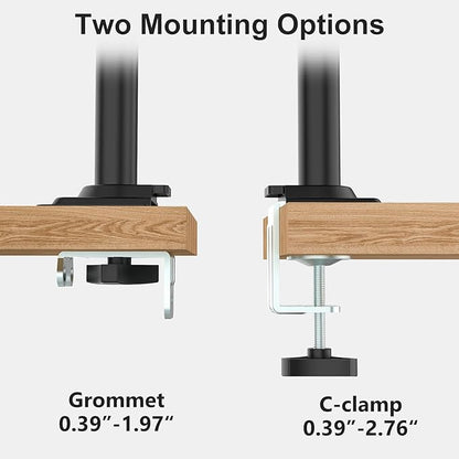 WALI Dual Monitor Mount, 13-33 Inch Adjustable Dual Monitor Arm for Desk Holds Max 19.8 lbs Screens, Swivel Vesa Bracket with C Clamp, Grommet Mounting, Monitor Arms for 2 Monitors (GSDM002)