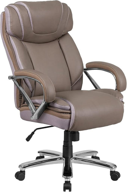 Flash Furniture HERCULES Series Big & Tall 500 lb. Rated Taupe LeatherSoft Executive Swivel Ergonomic Office Chair with Extra Wide Seat