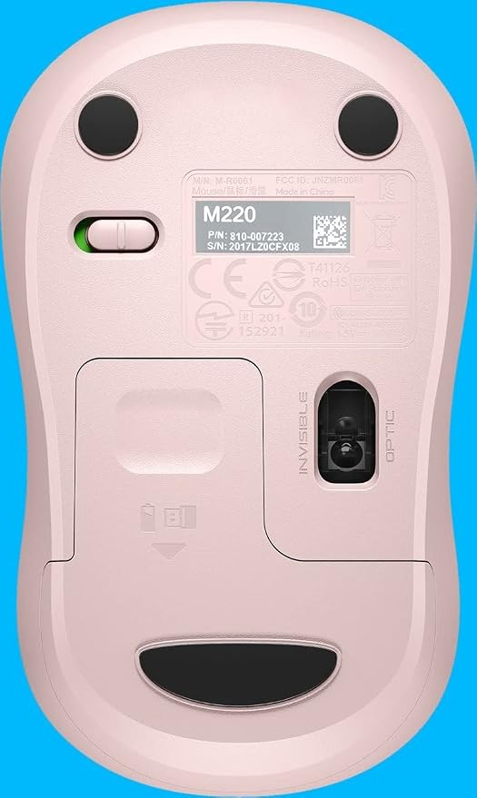 Logitech M220 Silent Wireless Mouse, 2.4 GHz with USB Receiver, 1000 DPI Optical Tracking, 18-Month Battery, Ambidextrous, Compatible with PC, Mac, Laptop - Rose (Renewed)