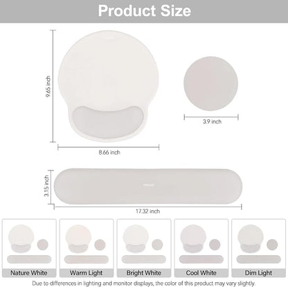 MOSISO Wrist Rest Support for Mouse Pad&Keyboard Set, Circle Curved Ergonomic Mousepad&Coaster Non-Slip Base Home/Office Pain Relief&Easy Typing Pad with Soft Cloth&Silicone Lining, Stone Gray