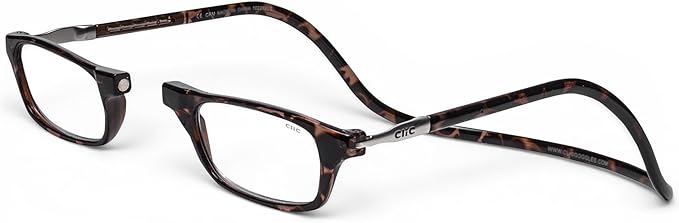 Clic Magnetic Reading Glasses - Adjustable Neck Hanging Readers - Secure Fit with Rigid Headband - Original (S-M, Tortoise, 2.25)