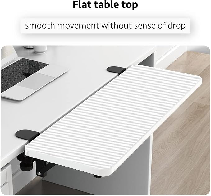 Ergonomics Desk Extender Tray, Suitable for Office. Foldable, Punch-Free Clamp on.Computer Keyborad Tray, Desk Extension Board(21.65"*9.45"(55cm*24cm), White Carbon Fiber)…