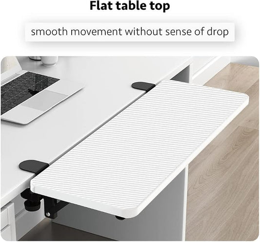 Ergonomics Desk Extender Tray, Suitable for Office. Foldable, Punch-Free Clamp on.Computer Keyborad Tray, Desk Extension Board(21.65"*9.45"(55cm*24cm), White Carbon Fiber)…