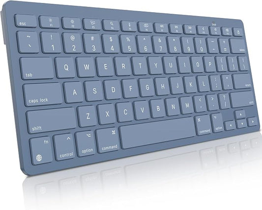 OMOTON Wireless Keyboard for Mac, Bluetooth Keyboard for Mac - No Number Pad, Compact Travel Design for Coffee Shop, Home Office, macOS Function Keys, Compatible with MacBook Pro/Air/iMac, Blue