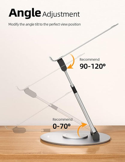 Nulaxy Telescopic 360 Rotating Laptop Stand for Desk Adjustable Height Swivel Pull Out Design Ergonomic Laptop Riser Fits All 10-17" Laptops Computer MacBook, Silver