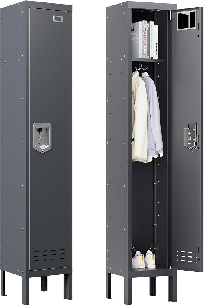 BUTISOW Metal Lockers - 66" Height Steel Lockers for Employees with Door Storage Locker with Card Slot for Employees Gym School Home Office Garage - Assembly Required
