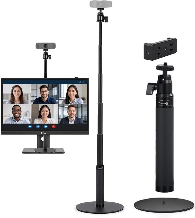 Webcam Stand for Desk, 28" Telescopic Tripod with Phone Holder, Desktop Webcam Mount Compatible with Logitech Webcam C922 C930e C920S C920 C615 C960 C920x BRIO 4K NexiGo N60, 1/4'' Thread