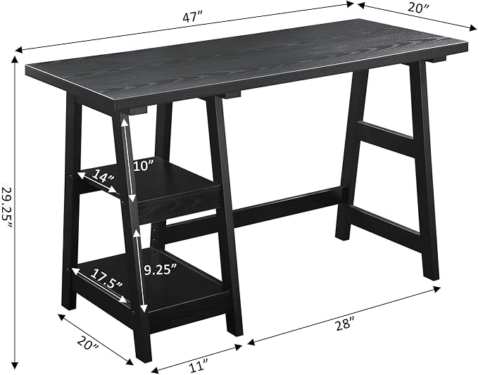 Convenience Concepts Trestle Desk, Black