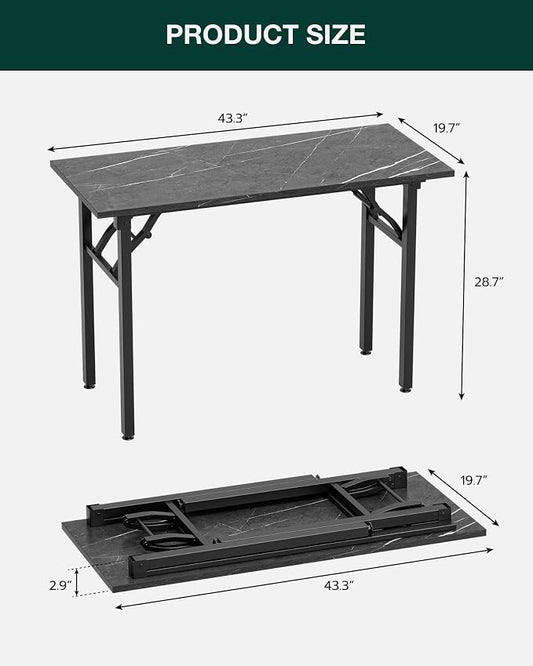 Frylr Small Folding Computer Desk – Portable 44.3 Inch Foldable Laptop Table, Collapsible and Compact for Easy and Fast Setup, Lightweight for Small Spaces, Home Craft and Study Use, Marble Greige