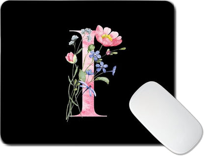 Mouse Pad Pinks Flowers Initial Letters Mousepad Desktop Laptop Computer Accessories Home Office Gaming Work Desk Computer Non-Slip Rubber Monogram Floral Alphabet A-Z mousepad (I)