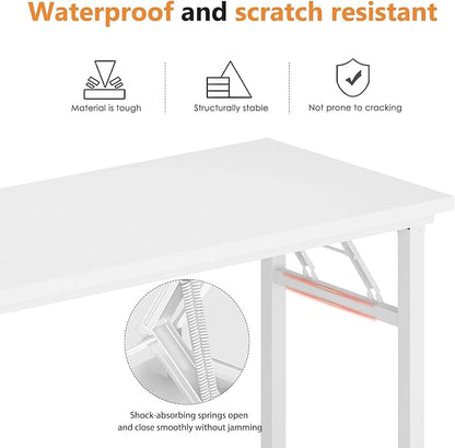 DlandHome 47 inches Folding Table Computer Desk Portable Activity Table Conference Table Home Office Desk, Fully Assembled White DND-ND5-120WW