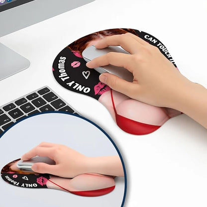 Only You Can Touch - Personalized Custom 3D Mouse Pad, Only He Can Touch It Mouse Pad, Custom Face Funny & Naughty Personalized Photo 3D Pads, Adult Jokes Gifts for Couple Coworker Troll