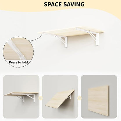 GOYLSER Laundry Room Wall Mounted Folding Table, Kitchen Restaurant Home Bar Work Table, Waterproof Easy to Install and Clean