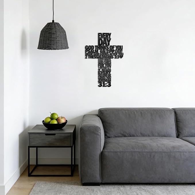 Christian Wall Art Christian Gifts For Women Men Black Metal Cross Wall Decor For Living Room,Bedroom,Bathroom,Office,Church,Farmhouse Crucifix Vintage Rustic Home Decor Inspirational Religious Gifts