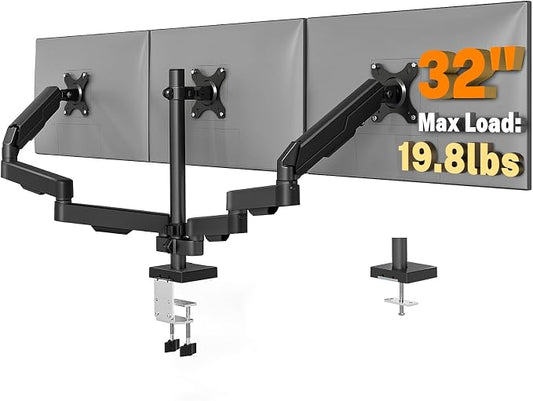 5Rcom Triple Monitor Mount Stand for 17-34 inch Computer Screens, Full Motion Monitor Dual Monitor Arms, Dual Monitor Arms Hold up to 22lbs, Gas Spring Monitor Stand, 75/100mm VESA Mount