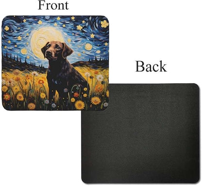 Tubbie Prints Starry Night Dog Mouse Pad for Computer Laptop Home Office Gaming Working Desk Desktop Accessories Non-Slip Rubber Mouse Pad for Dog Lovers (Labrador)