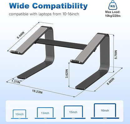 suptek Aluminum Laptop Stand,Ergonomic Detachable Computer Laptop Stand for Desk, Metal Computer Riser, Notebook Riser Heavy Stable PC Holder for 10-16" Laptops Notebook Computer, Black