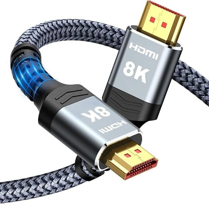Highwings 10K 8K 4K HDMI Cable 48Gbps 5FT/1.5M, Ultra High Speed HDMI Cable 2.1 Braided Cord-4K@120Hz 8K@60Hz, DTS:X, HDCP 2.2 & 2.3, HDR 10+ Compatible with DVD Player/PS5/PS4/UHD TV/Blu-ray