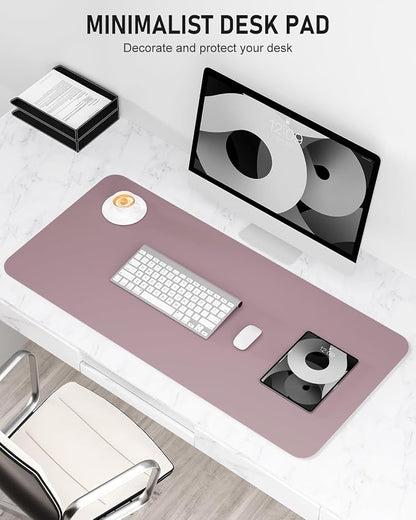 Desk Pad, 35.5" x 17" PU Leather Non-Slip Desk Mat Large Mouse Pad for Desktop, Waterproof Laptop Computer Writing Mat for Office, Home, Work, Gaming, Dark Pink