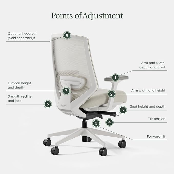 Branch Ergonomic Chair Pro - Mesh Office Chair with 14 Points of Adjustment - Height, Depth & Tilt Adjustable - 5D Armrests - Forward Tilt, Smooth Recline, and Lumbar Support - Shore