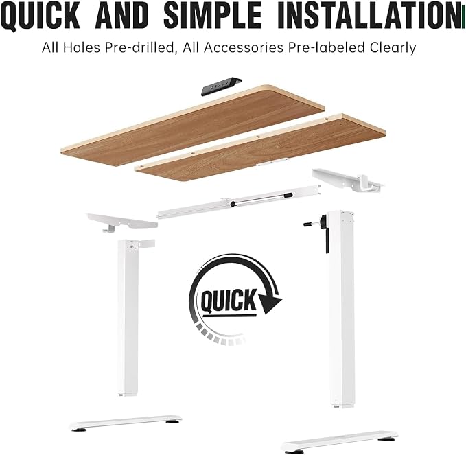 Veken 47.2 Inch Electric Standing Desk, Height Adjustable Sit Stand Up, Wood Desktop, Work Home Office Computer PC Desks, Gaming Writing Study Bedroom Rising Table, Nature