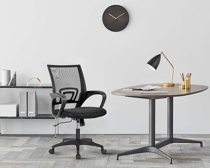 Home Office Chair Ergonomic Desk Chair Mid-Back Mesh Computer Chair Lumbar Support Comfortable Executive Adjustable Rolling Swivel Task Chair with Armrests(Black)
