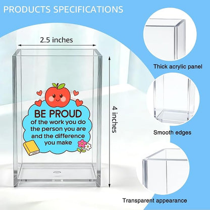 Be Proud of The Work You Do Acrylic Organizer Pencil Pen Holder, Motivational Empowerment Gifts for Women Mom Aunt, Thank You Retirement New Job Gifts for Social Worker Coworker Teacher Boss