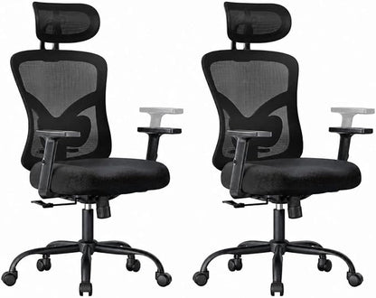 Marsail Ergonomic Office Chair Ergonomic Gaming Chair with Lumbar Support, 2D Headrest, Adjustable Armrests, Contoured Seat Cushion, Computer Desk Chair with Wheels for Home and Office, Pack of 2