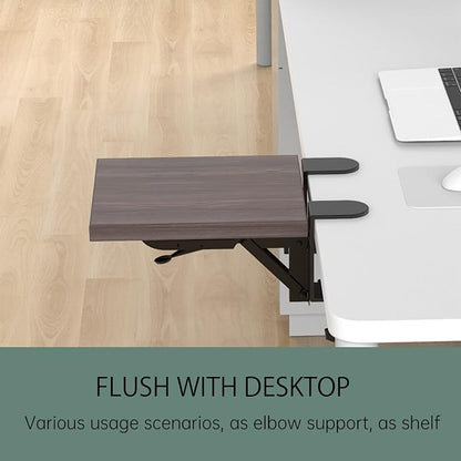 Sisyphy Ergonomics Desk Extender Tray, 9.5x9.1" Punch-Free Clamp on, Foldable Keyboard Drawer Tray, Table Mount Arm Wrist Rest Shelf, Computer Elbow Arm Support