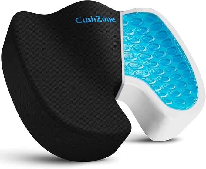 Office Chair Seat Cushion, Cooling Gel Enhanced Memory Foam Cushion for Long Sitting - Back, Sciatica, Coccyx, Tailbone Pain Relief Pillow - for Office, Gaming, Car, Wheelchair - Black, X-Large