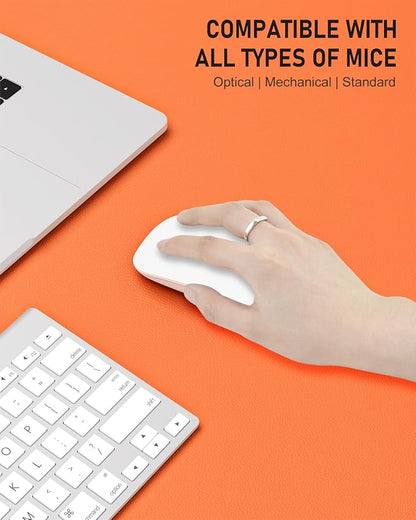 Desk Pad, 35.5" x 17" PU Leather Non-Slip Desk Mat Large Mouse Pad for Desktop, Waterproof Laptop Computer Writing Mat for Office, Home, Work, Gaming, Orange