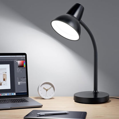 LED Desk Lamp with Flexible Gooseneck, Eye-Caring 4.5W Energy-Saving Study Lamps, Anti-tip Heavy Duty Bedside Reading Light, Desk Lamps for College Dorm Room, Home Office, Modern Lamp with 1.6m Cord