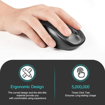 LeadsaiL Wireless Mouse, 2.4Ghz USB Cordless Mouse for Laptop, Compact Silent Mice, 4 Buttons, 3 Adjustable DPI, Ergonomic Optical Mouse for MacOS and Windows Coumpter, Notebook
