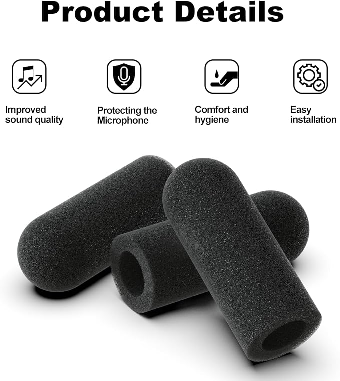 Pinkind Microphone Windscreen Replacement for David Clark M7A Mic Cover, M-4 / M-7 / H10 / H20 /DC PRO-X2 / PRO-2 / DC ONE-X ENC Headset, 3pack Noise Reducing Foam Cover