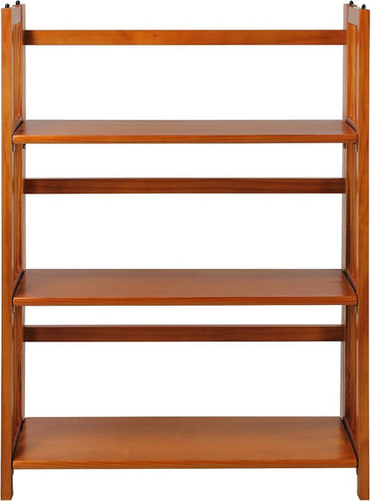 Casual Home 3-Shelf Folding Stackable Bookcase (27.5" Wide)-Honey Oak